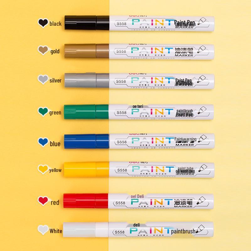 "Deli Белый Водостойкий и Маслостойкий Маркер для Покраски Шин - Невыцветающий Масляный Граффити-Маркер"
