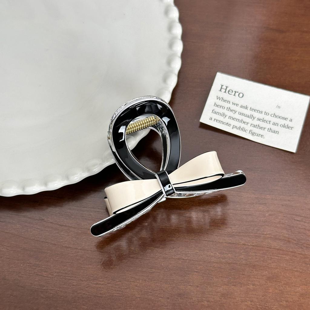 Новый Креативный Дизайн Геометрический Черно-Белый Цвет Бант Полый Зажим для Волос Ретро Ацетат Высокий Хвост Зажим-Акула