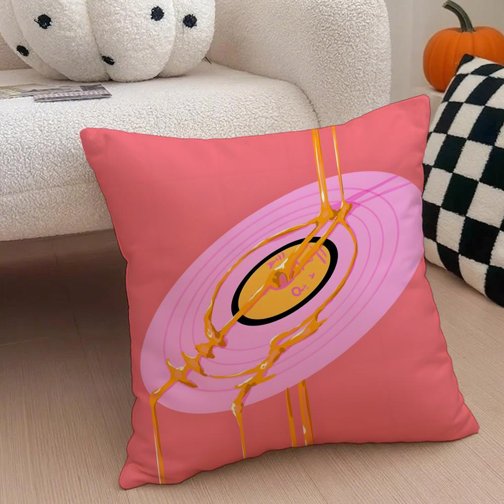 Vintage Vinyl Record Retro Music Cushion Cover Throw Pillow Cover Hidden Button Durable Polyester Chair Cushion