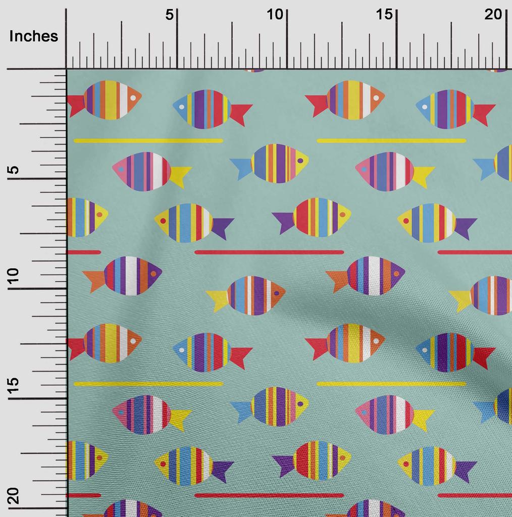 oneOone Cotton Flex Black Fabric Fish Artistic Sewing Material Print Fabric By The Yard 40 Inch