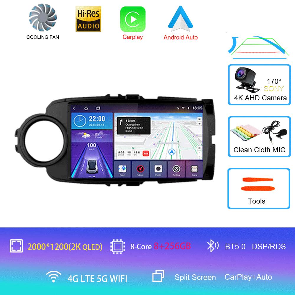 Car Radio Android 14 Carplay For Toyota Yaris 2012 2013 2014 2015 2016 2017 Navigation GPS Multimedia Player stereo wifi BT Auto