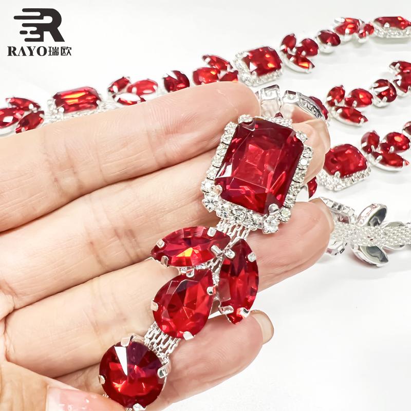 123-126Colorful Hot Sell Sew Crystal Chain Trimming Wedding Belt Rhinestones Applique Embroidery for Clothing Nail Art Bags Use