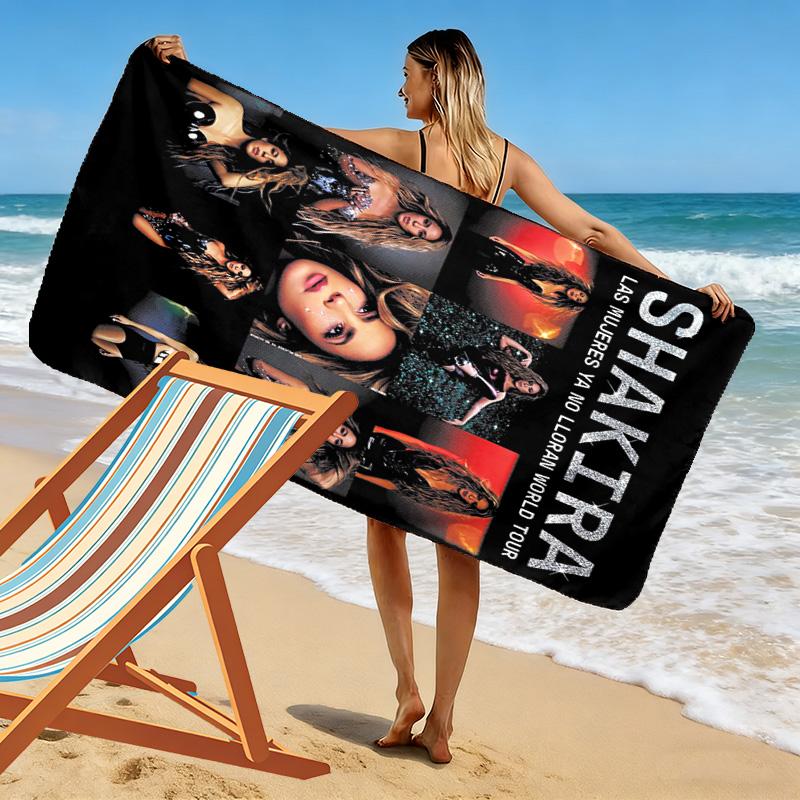 Shakira Print Beach Towel, Large Soft Quick Dry Towel for Beach Camping Swimming