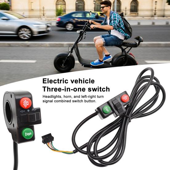 3-в-1 Тумблер для скутера Универсальный переключатель управления фарой, звуковым сигналом и указателями поворота для электровелосипеда Аксессуары для скутера