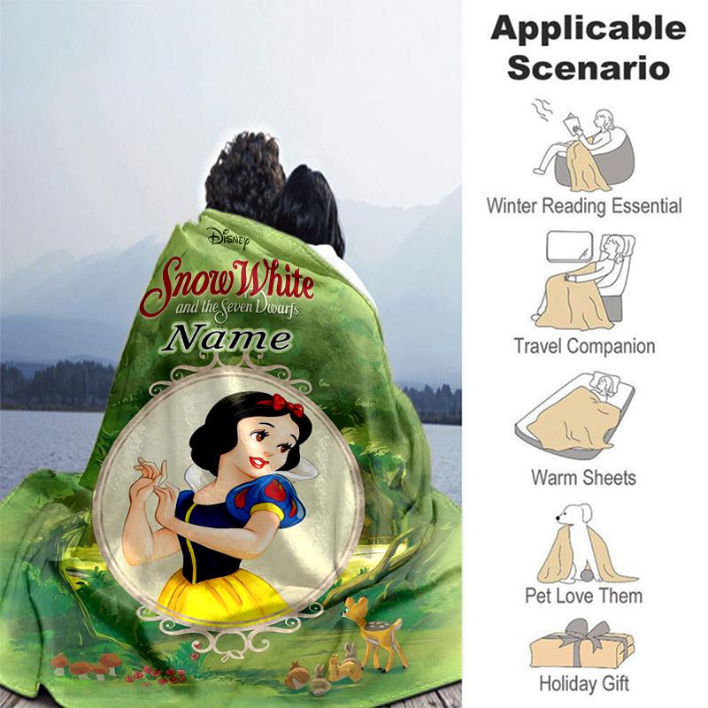 Custom 1pc Snow White's Basket Flowers Blanket, Soft And Comfortable Blanket, Casual Warm, Camping Travel Blanket, Good Birthday Gift Q9081