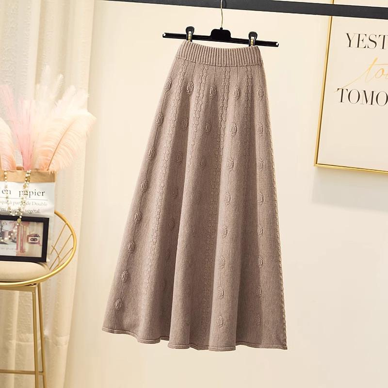 Womens High Waist Knitted Midi Skirt With Thick Woolen Material For Autumn Winter Elegance