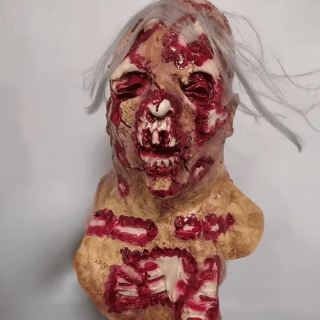 Rotten-faced zombie latex mask