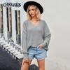 Autumn and Winter Women's Sweater V-neck Large Size Fashion Knitwear Sexy Pullover Sweater