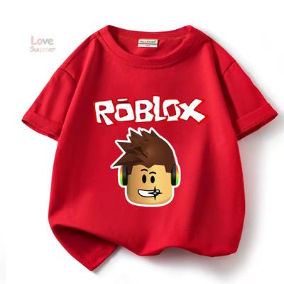 Игровая футболка для мальчика Детская футболка Спортивная футболка Roblox Детская Мультяшная унисекс Короткий рукав Повседневная Уличная Одежда Харадзюку