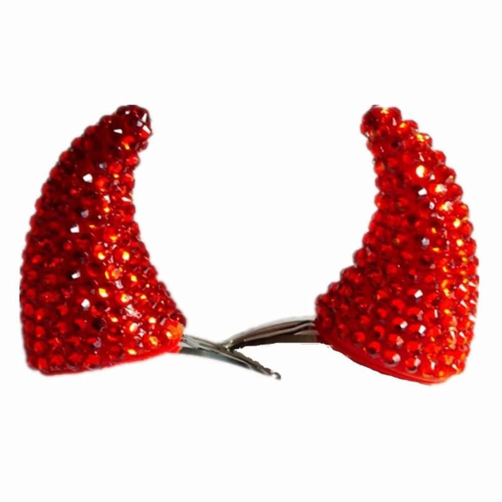 Cloth Halloween Hair Hoop Rhinestone Horn Hairpins Fashion Cow Horn Hairband Friends