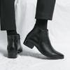 Men's Side Zipper Chelsea Boots Soft Leather Elastic Strap Ankle Boots for Business and Casual
