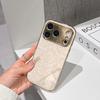 Чехол для телефона 'Счастливый старт' для iPhone 17 16 15 14 13 12 11 Pro Max 16E Золотой гальванизированный стеклянный корпус Бежевая дамасская обложка