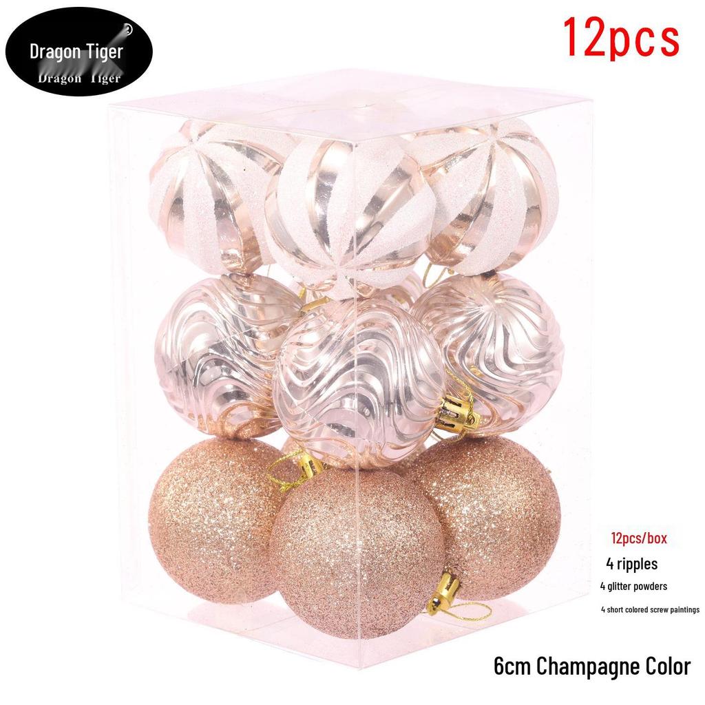 12-Piece 6cm Glitter Wave Christmas Ball Set for Tree and Ceiling Decoration
