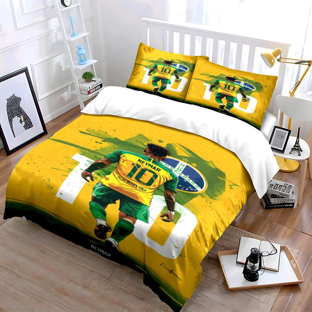 Yellow Brazil Soccer Bedding Set Bedding Duvet Cover Set Duvet Cover Pillowcases Home Decor (1 * Duvet Cover 2 * Pillowcases, without duvet insert)