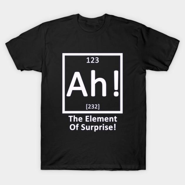 Asian Size Men Black Print T-shirt Ah! The Element Of Surprise! No-Cut Print Cotton Tshirt