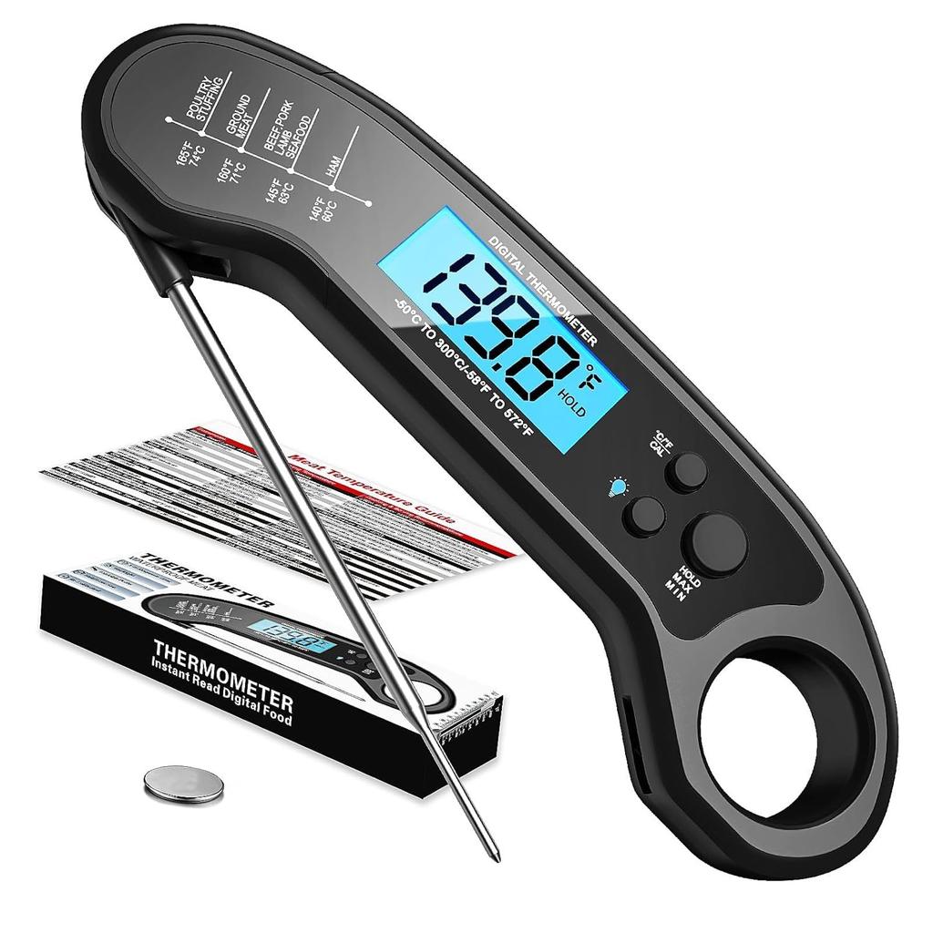 Meat Thermometer Digital, Instant Read Meat Thermometer for Grill and Cooking, Waterproof Food Thermometer for Kitchen and Outside, BBQ, Turkey,