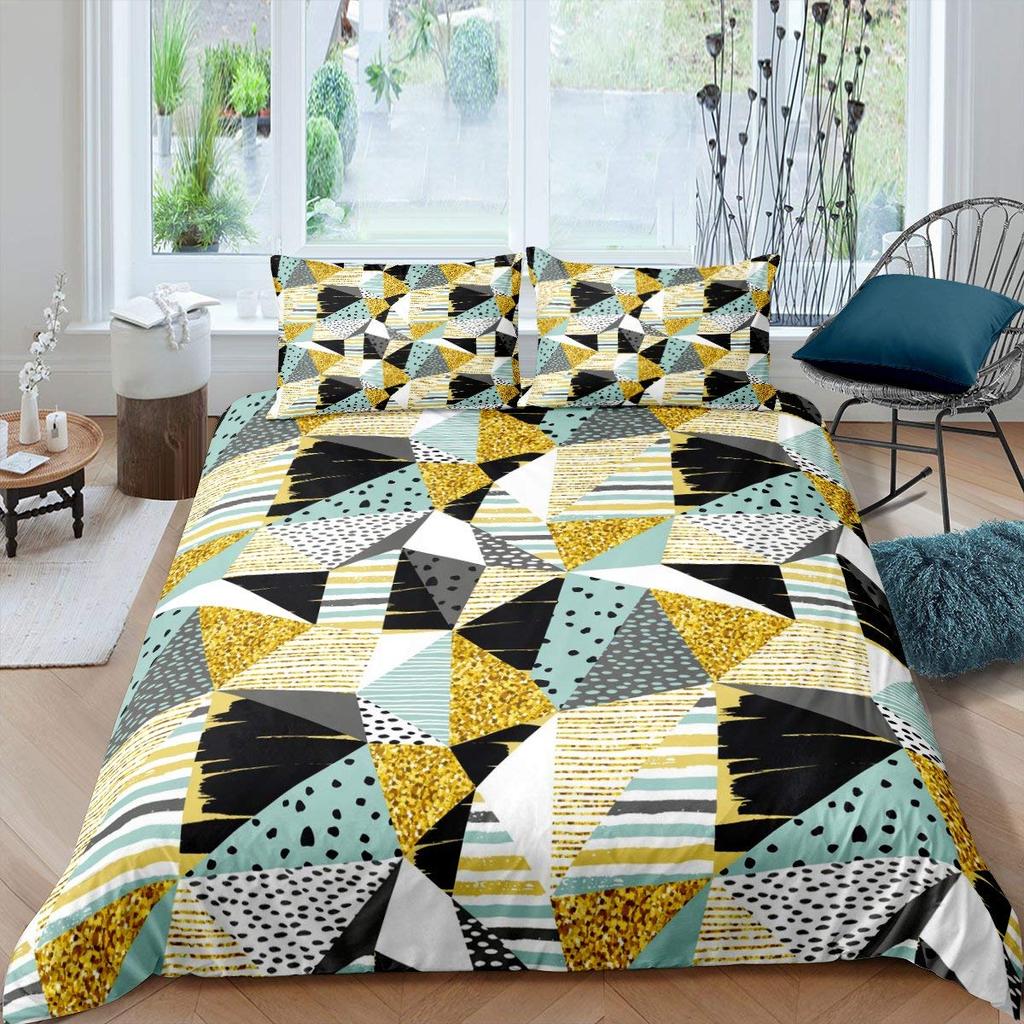Комплект постельного белья с геометрическим рисунком, шестиугольный сотовый комплект постельного белья 3D для детей, мальчиков и девочек, 2/3 шт., комплект пододеяльников и наволочек