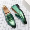 British Trendy Men's Pointed Toe Purple Green Monk Strap Patent Leather Shoes Trendsetter Wedding Dress Prom Formal Footwear