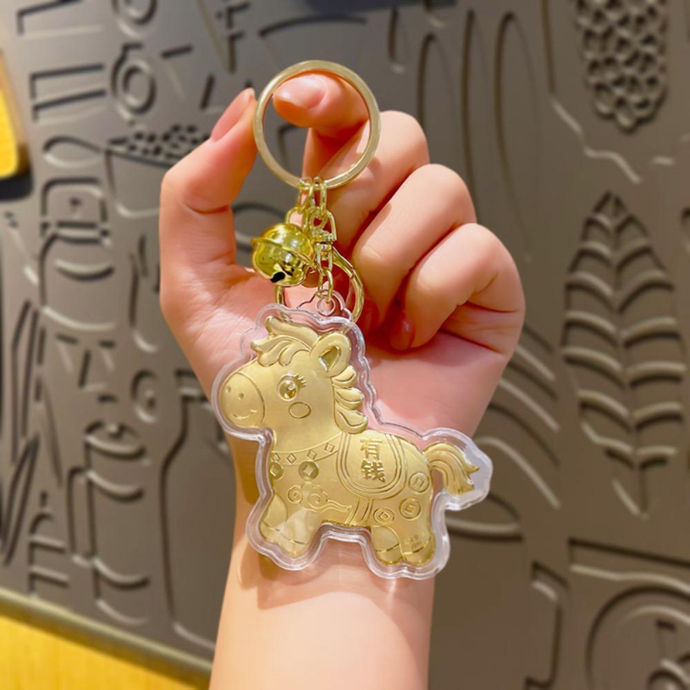 Wealthy Gold Horse Keychains Luck Bag Pendant Bags Accessory Pony Keychain  Chinese New Year
