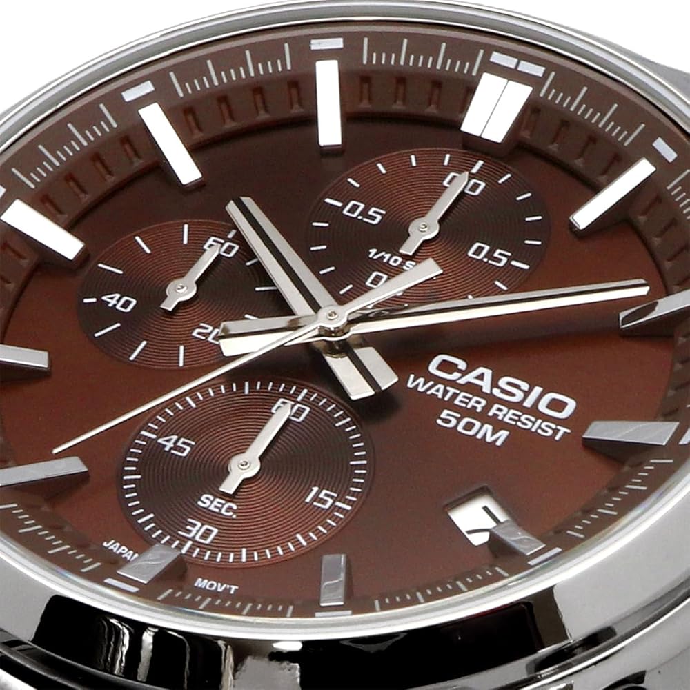 Мужские кварцевые часы Casio Standard с хронографом 1/10 секунды, коричневые, MTP-E510D-5AV