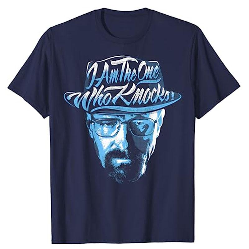 Breaking Bad Periodic Square T-Shirt I Am The One Who Knocks Blue Hue Portrait Tee Funny Heisenberg Desert Horizon Outline Tops