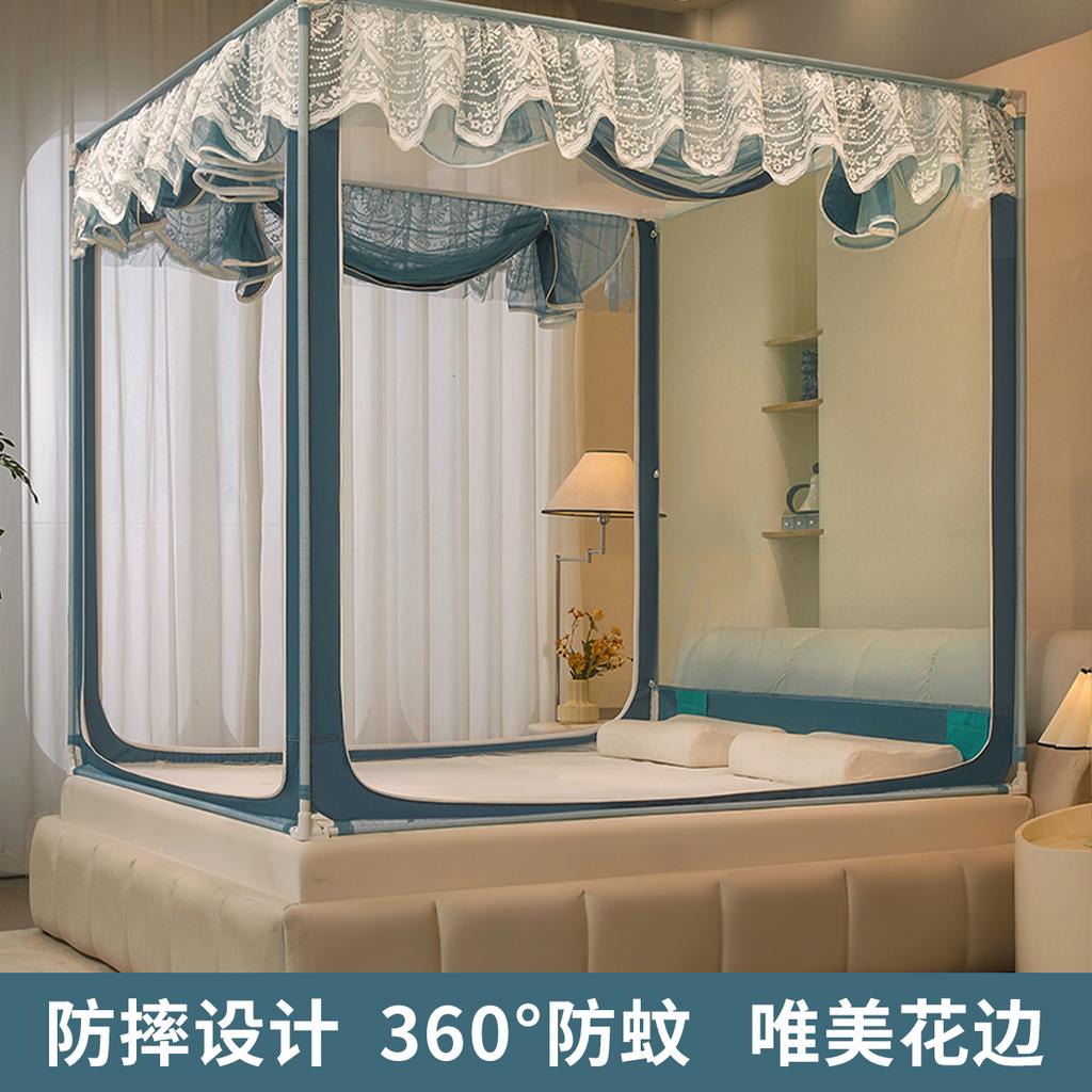 Advanced zipper style full bottom anti-fall three-door beautiful lace baby mosquito net