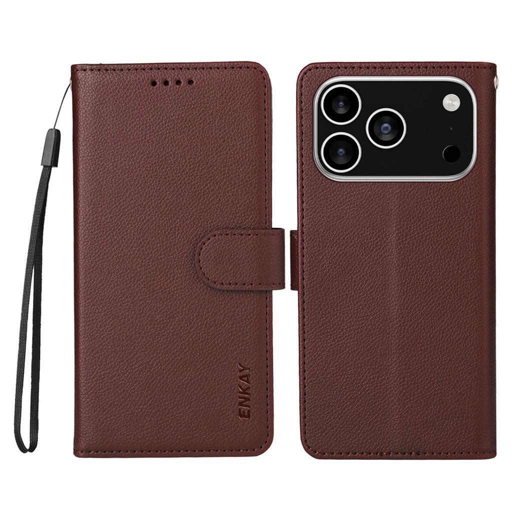 For iPhone 17 Pro Max Wallet Case with Strap RFID Blocking Leather Stand Phone Cover