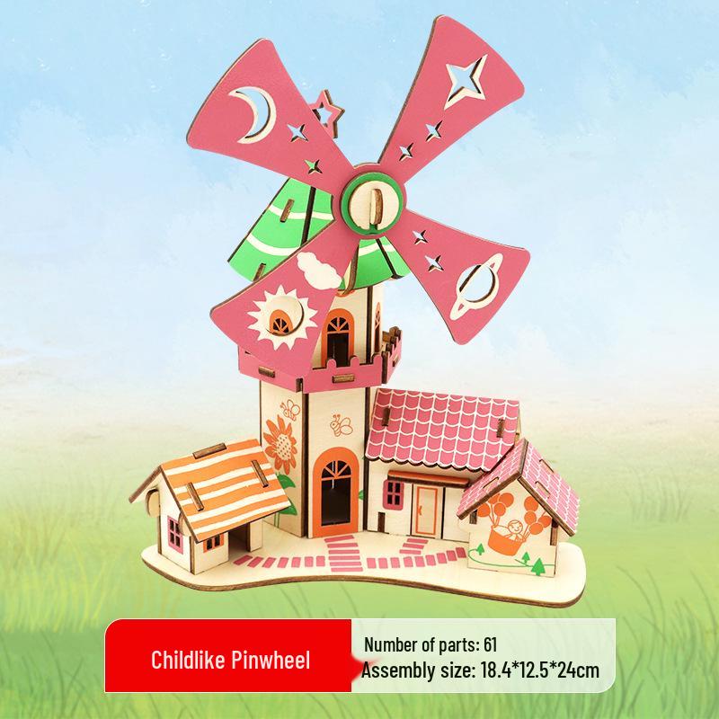 3D Деревянный Пазл Колесо Обозрения - Развивающий DIY Подарок для Детей