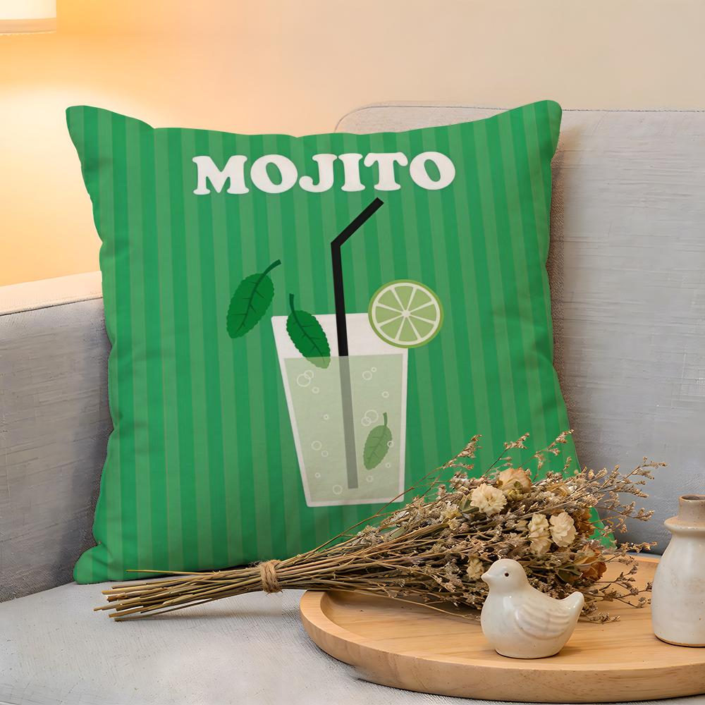 Cushion Cover Linen SkinFriendly Soft Decorative Case For Sofa Home Decor Mojito Cocktail Art Pillow cover