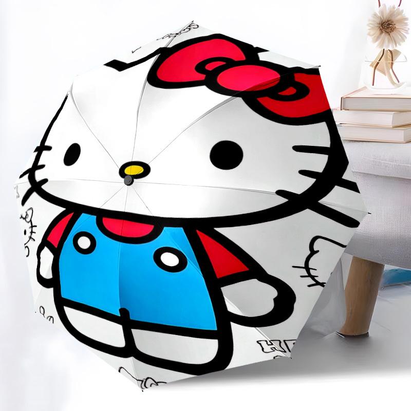 1 шт. Автоматический зонт-трость Hello Kitty с открыванием/закрыванием, 8 ребер, прочный каркас, компактный, для мужчин и женщин S1222011