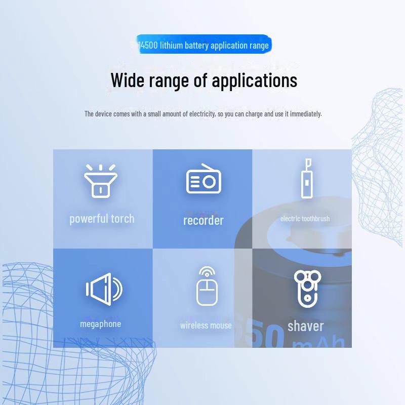 "Double 14500 3.2V LiFePO4 AA Rechargeable Battery Set for Cameras"