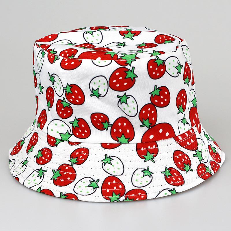 Fruit Patterned Tropical Colorful Basin Hat Reversible Wear Outdoor Protect Sun