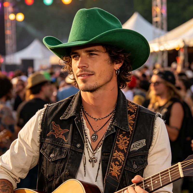 New retro European and American jazz hat Western cowboy hat Men's and women's big eaves Outdoor outing Mountaineering Tibetan top hat