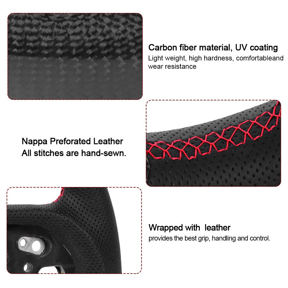 Carbon Fiber Steering Wheel Preforated Leather W Red Stitching For Toyota Camry XV70 Corolla RAV4 Avalon 2018 2020