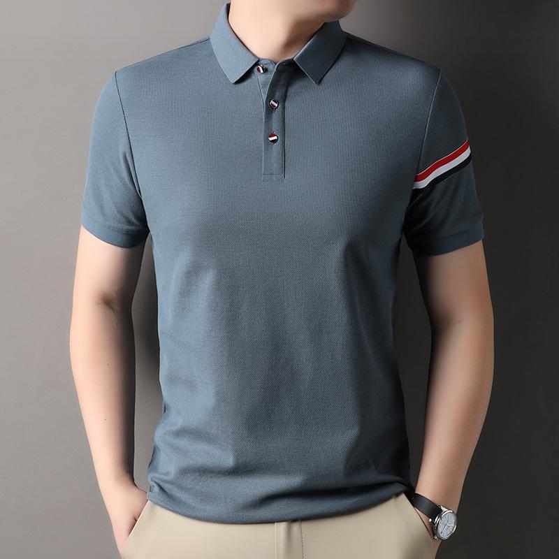 Рубашка поло, Тонкая Повседневная Летняя Одежда, Свободная Одежда с Полурукавами, Футболка, Мужская Одежда, Дышащая Среднего и Высокого Класса