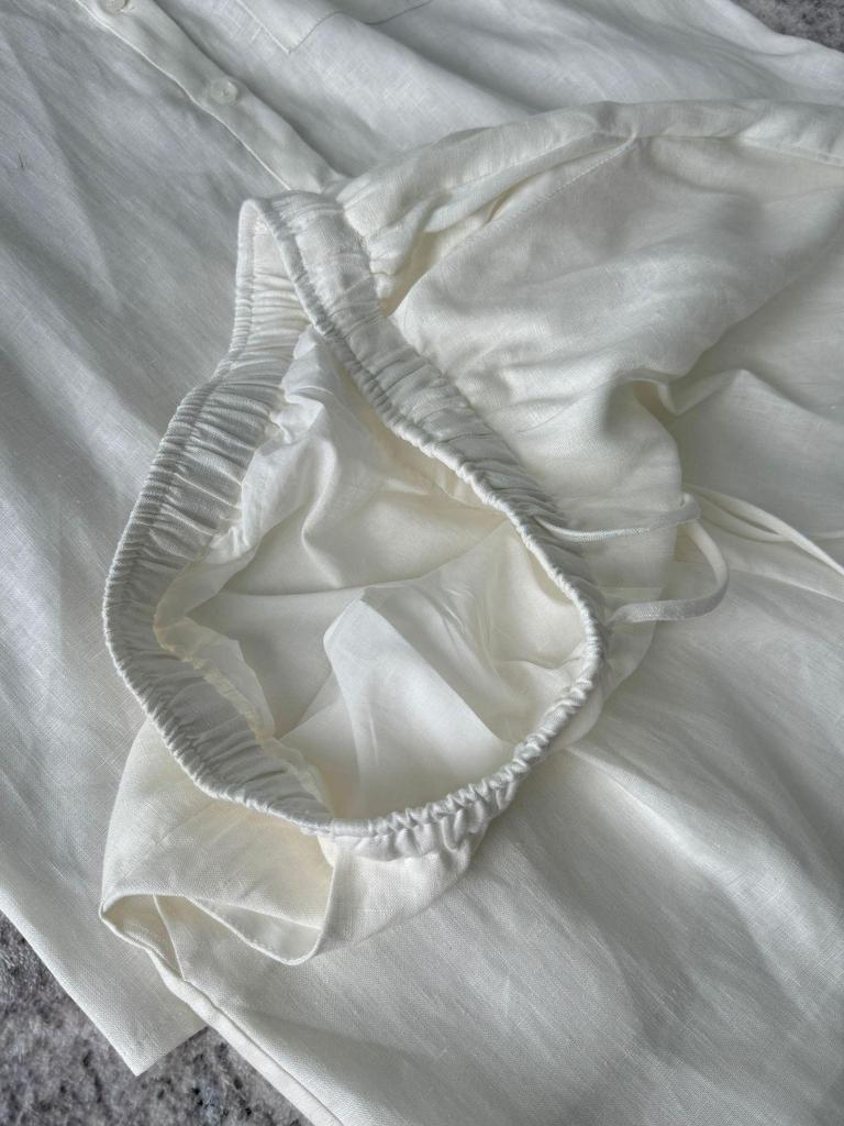 2024 Комплект из льняной рубашки с подсветкой и плиссированных брюк из хлопка и льна на завязках для женщин