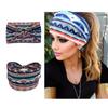 Bohemian Ethnic Style Wide-brimmed Flower Print Women's Headband Elastic Sweat-absorbent Hair Band Yoga Sport