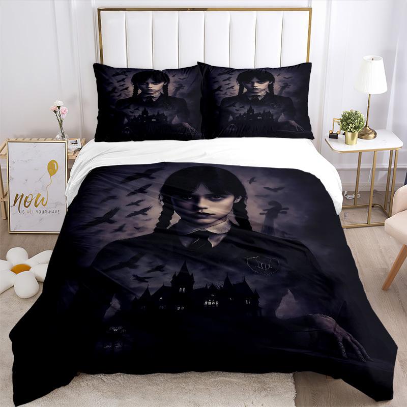 3pcs Wednesday Addams Duvet Cover Set, 1 Duvet Cover + 2 Pillowcases (No Insert), High-Definition Print, Home & Dorm Set yy251208072