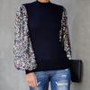 Женский топ с длинными рукавами и пайетками с высоким воротом и пайетками