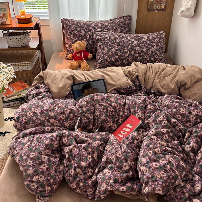 A-Class Milk Fleece Bedding Set Thick Coral Flannel Bed Winter