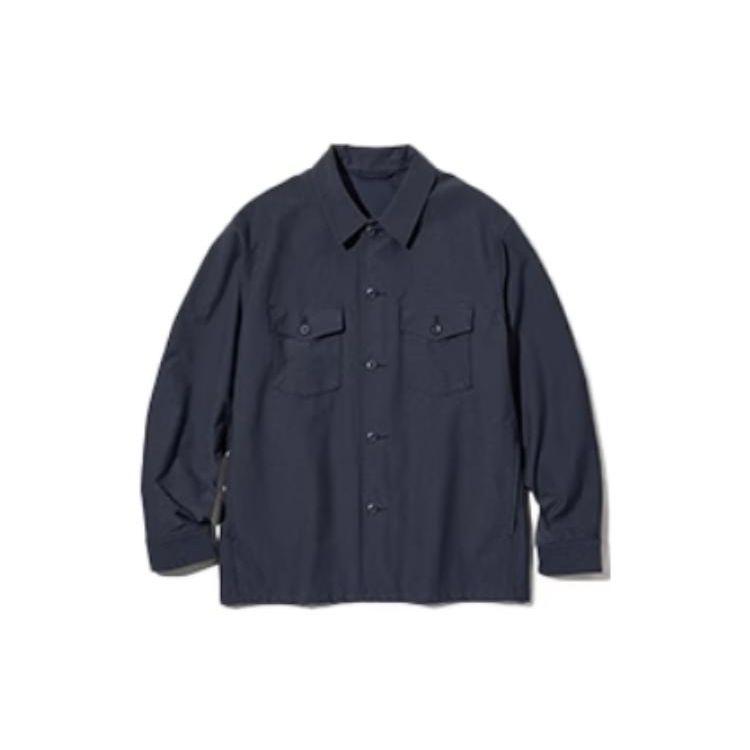 Uniqlo Однотонная куртка с лацканами, однобортная, свободная, с длинным рукавом, унисекс, темно-синяя 455093
