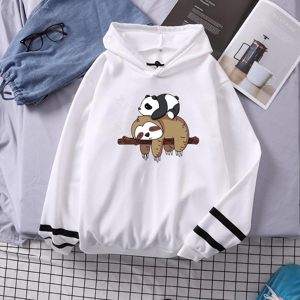 Панда, лежащая на ленивце, Принты Женский Свитшот Осень Теплый Худи Повседневная Модная Толстовка На Все Случаи Жизни Спортивная Одежда