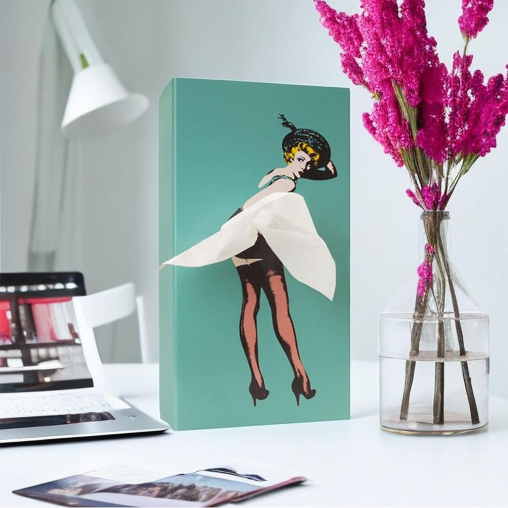 New Flying Skirt Girl Tissue Box Retro Tissue Box for Fun Decorative Ornaments, Blue