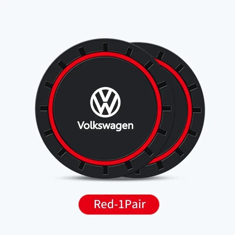 VW Valve Stems Caps Car Sticker For VW Volkswagen Jetta MK5 Golf 2PCS Car Coasters Water Cup Slots Non-Slip Mat Waterproof Cup Pad