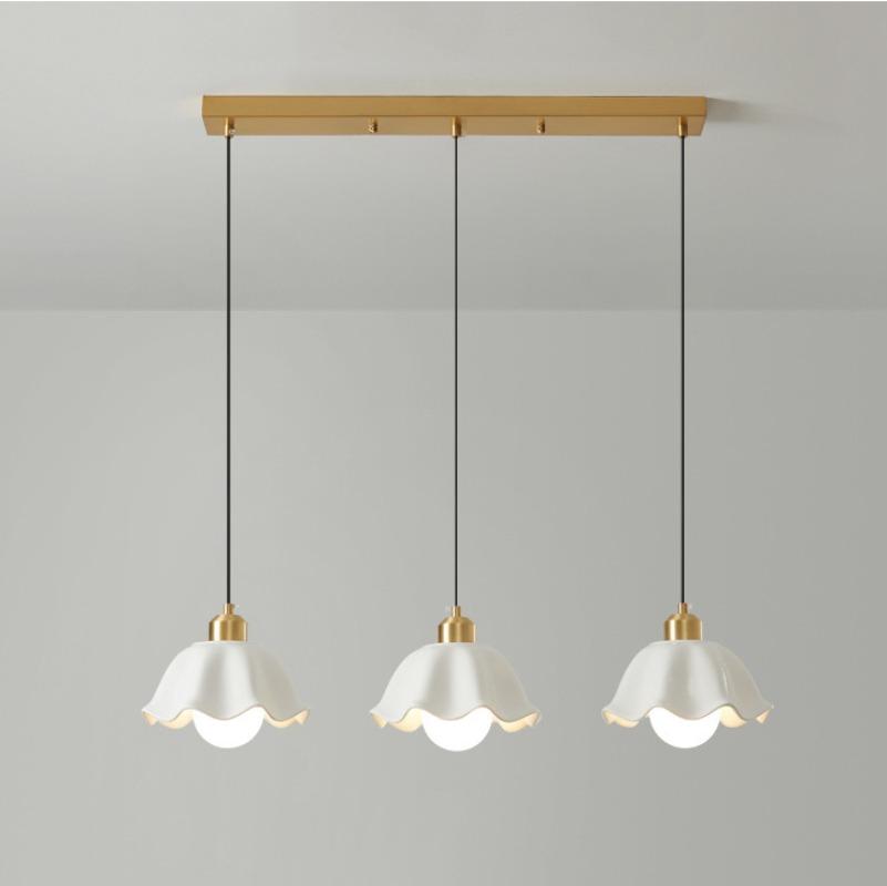 Copper Restaurant Light, Bedroom Bedside Pendant Light, Flower Shaped LED Light