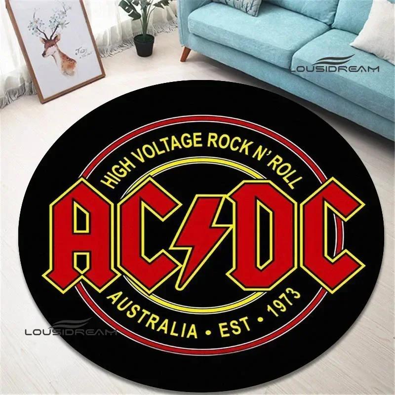 Rock band AC/DC retro printed round carpet bedroom beautiful carpet non -slip door pad floor mats area rug birthday gift