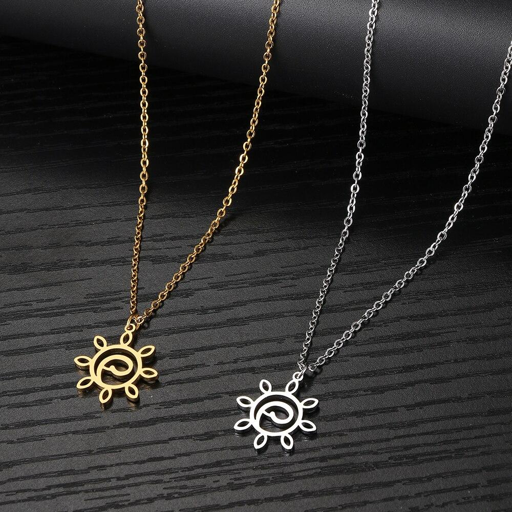 Stainless Steel Necklaces Spiral Sun Hollow Pendant Chain Choker Charm Fashion Necklace For Women Jewelry Party Wedding Gifts