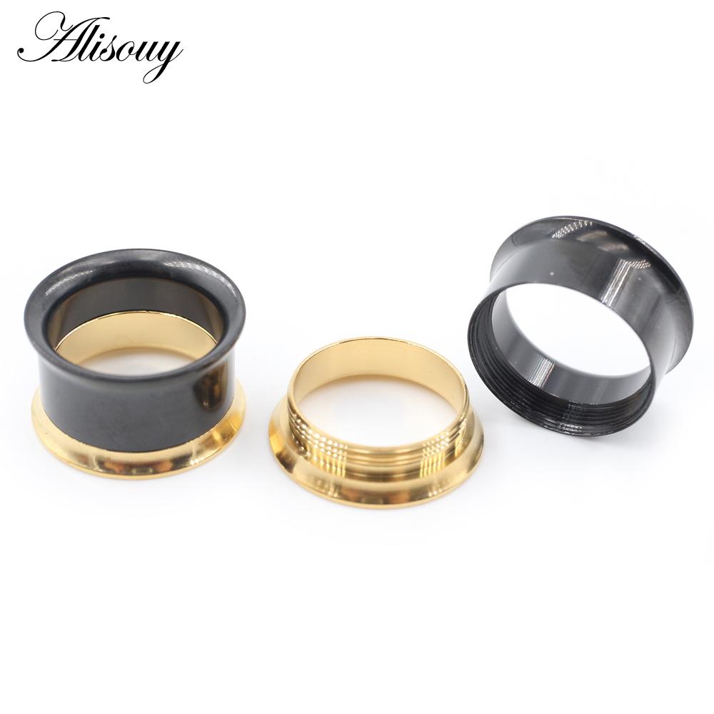 Alisouy 2PC нержавеющая сталь нить полые ушные заглушки для туннеля расширитель растяжитель двойные расклешенные калибры серьги пирсинг ювелирные изделия
