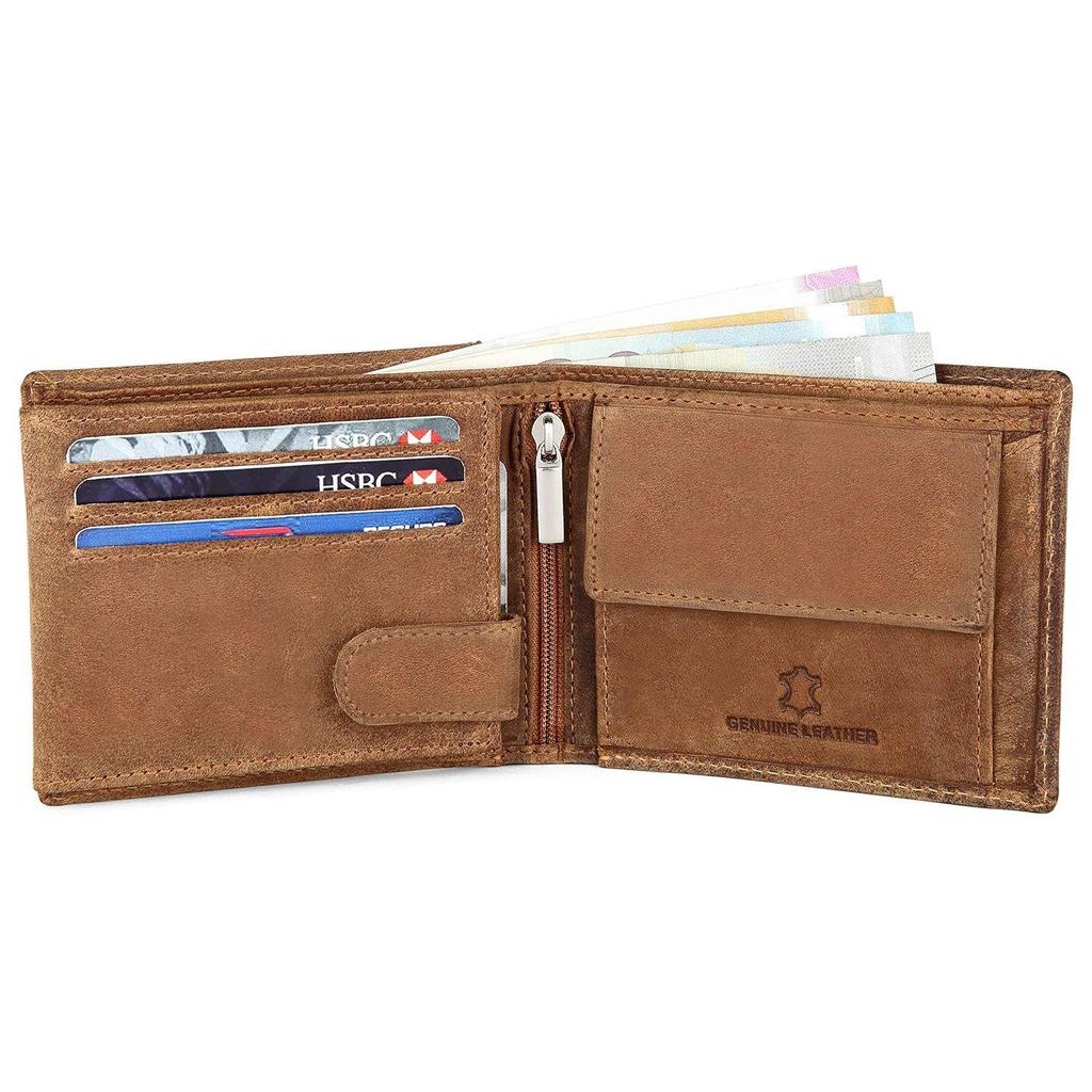 Кожаный кошелек с защитой RFID для мужчин