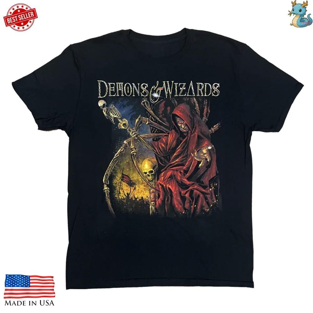 Футболка Demons & Wizards Репринт Винтажный Стиль Рок Металл Трибьют Графическая Унисекс Футболка